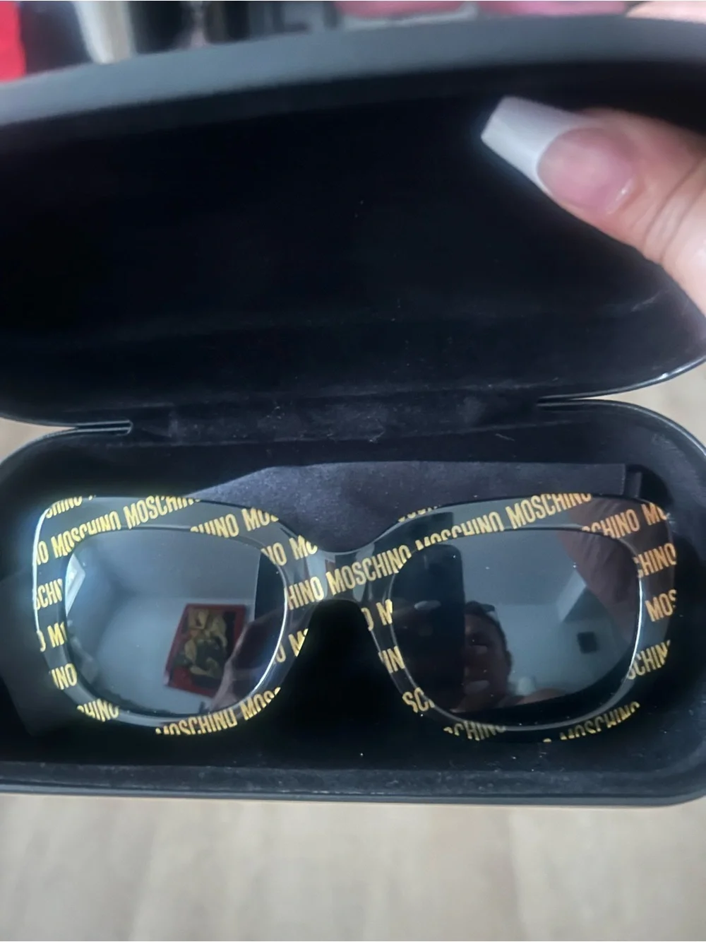 Moschino Black Sunglasses with Gold Logo Print